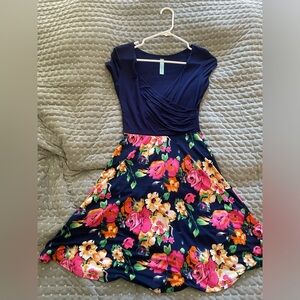 Floral Dress in Navy and Pink Floral